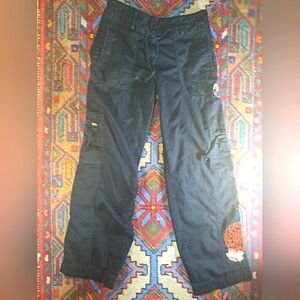 Johnny Was Vintage Black Embroidered Cargo Pants